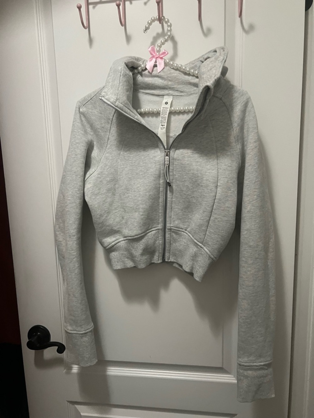 lululemon athletica Light Gray Cropped Zip-Up Hoodie Sweater